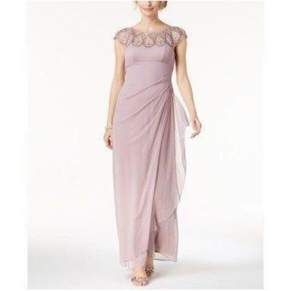 Size 4P XSCAPE Petite Embellished IllusionGo Mauve - Picture 1 of 1